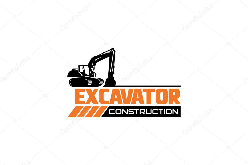 Excavator logo template vector. Heavy equipment logo vector for construction company. Creative excavator illustration for logo.