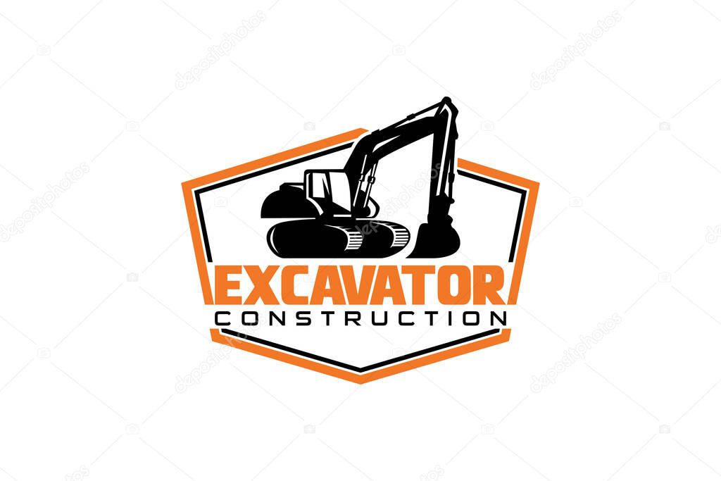 Excavator logo template vector. Heavy equipment logo vector for construction company. Creative excavator illustration for logo.