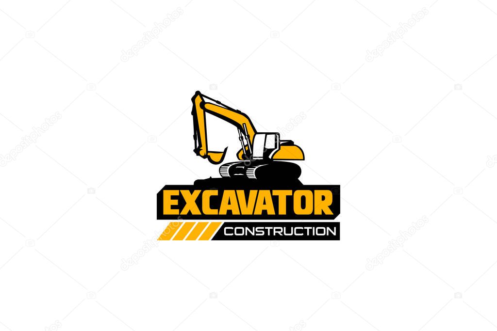 Excavator logo template vector. Heavy equipment logo vector for construction company. Creative excavator illustration for logo.