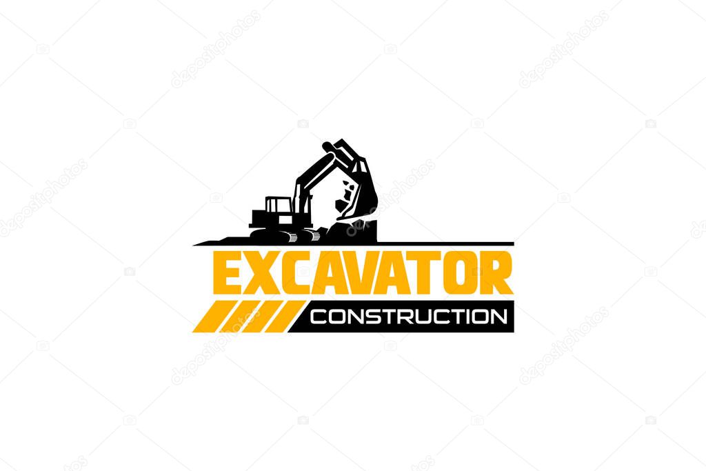 Excavator logo template vector. Heavy equipment logo vector for construction company. Creative excavator illustration for logo.