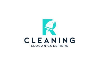 Araba temizliği için temizlik hizmeti bakımı için R, ev logosu ikonu vektör şablonu.