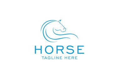 At Zarif Logo Sembol Vektörü, Basitlik Çizgisi Sanatı.