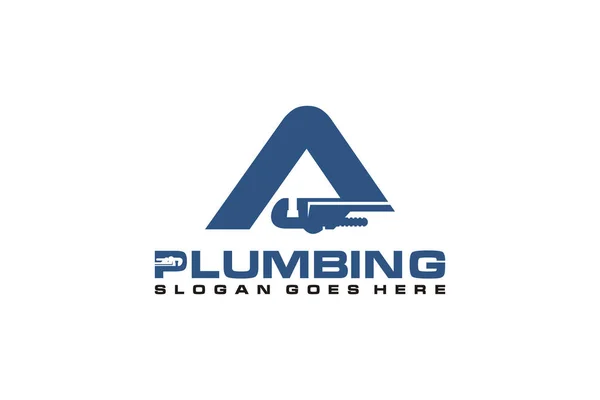 Une Initiale Pour Modèle Logo Service Plomberie Icône Logo Service — Image vectorielle