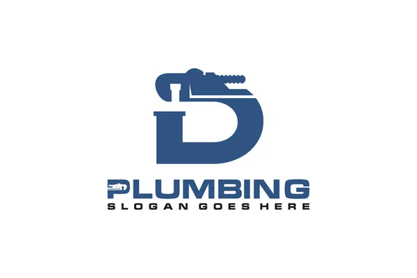 Initial Plumbing Service Logo Template Water Service Logo Icon — 스톡 벡터