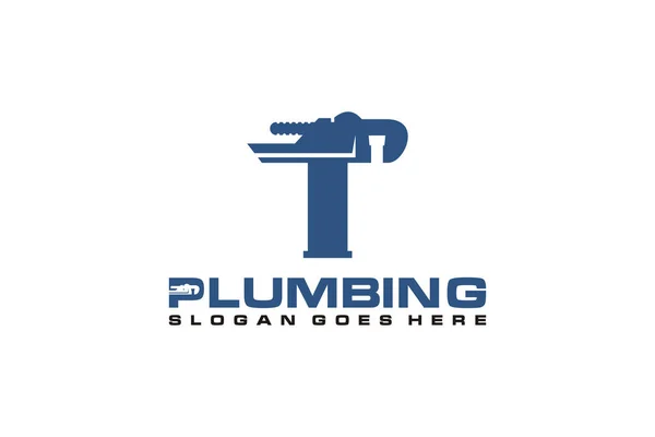 Initial Plumbing Service Logo Template Water Service Logo Icon — 스톡 벡터