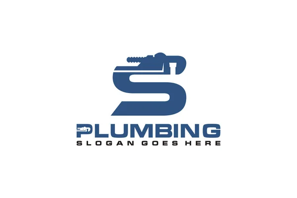 Initial Plumbing Service Logo Template Water Service Logo Icon — 스톡 벡터