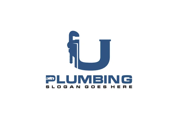 Initial Plumbing Service Logo Template Water Service Logo Icon — 스톡 벡터