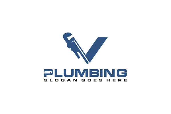 Initial Plumbing Service Logo Template Water Service Logo Icon — 스톡 벡터
