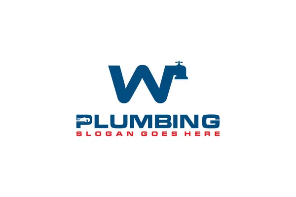 Initial Plumbing Service Logo Template Water Service Logo Icon — 스톡 벡터