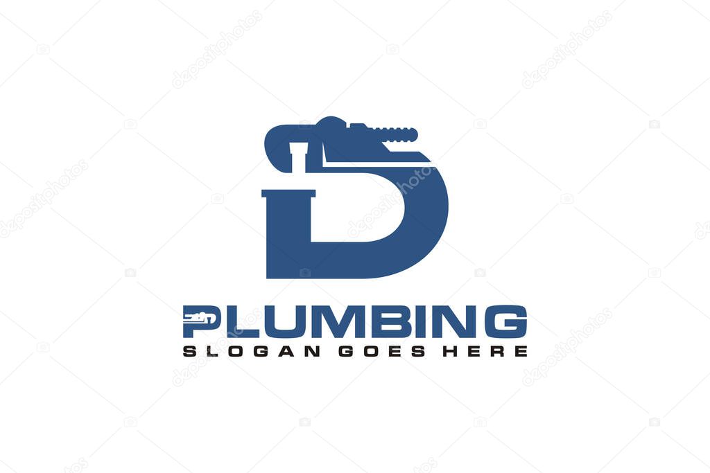 D Initial for Plumbing Service Logo Template, Water Service Logo icon.