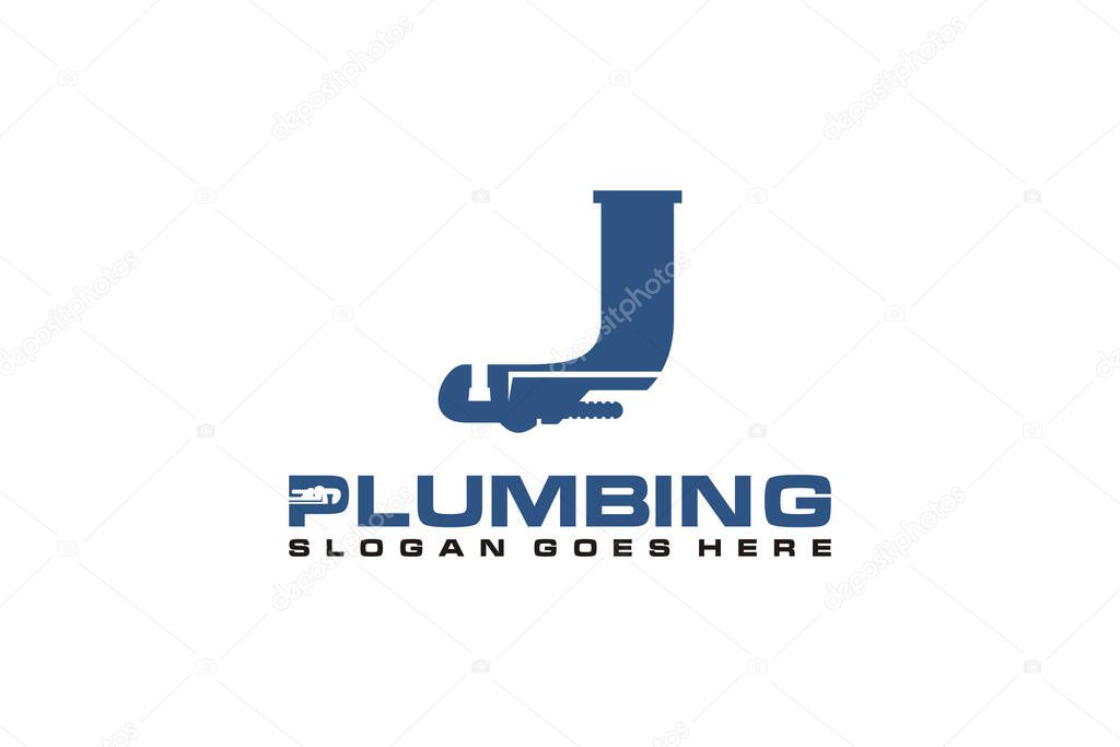 J Initial for Plumbing Service Logo Template, Water Service Logo icon.