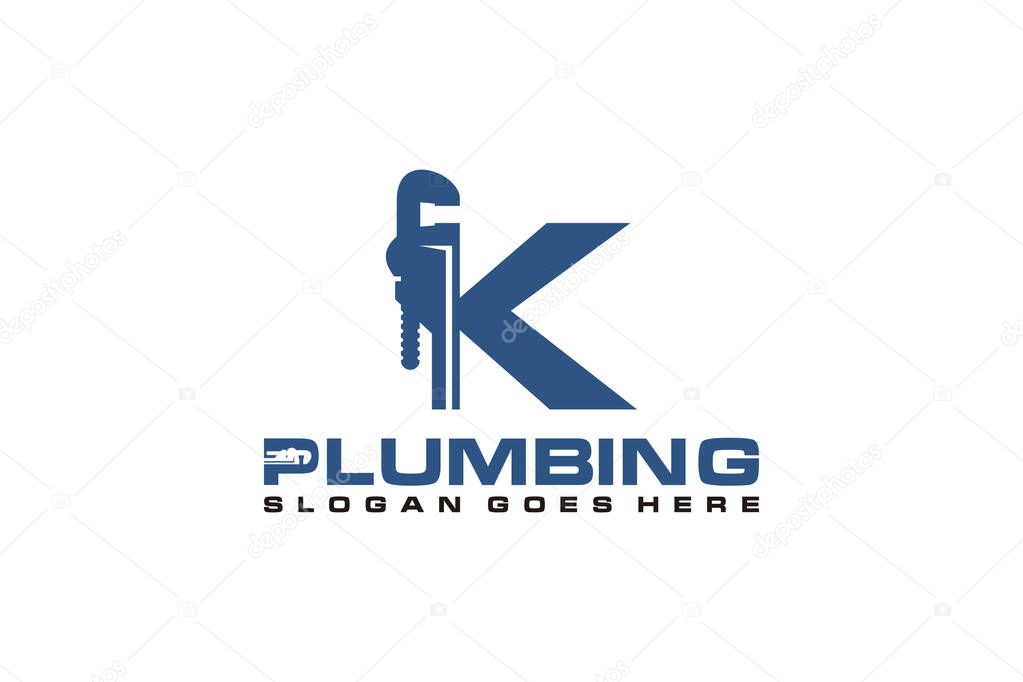 K Initial for Plumbing Service Logo Template, Water Service Logo icon.