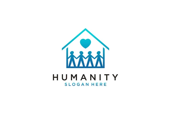 Social Humanity People Logo Flat Vector Logo Design Template — Stock Vector
