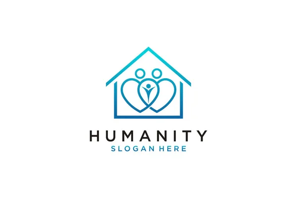 Logo Humanidad Social Plantilla Diseño Logotipo Vector Plano — Vector de stock