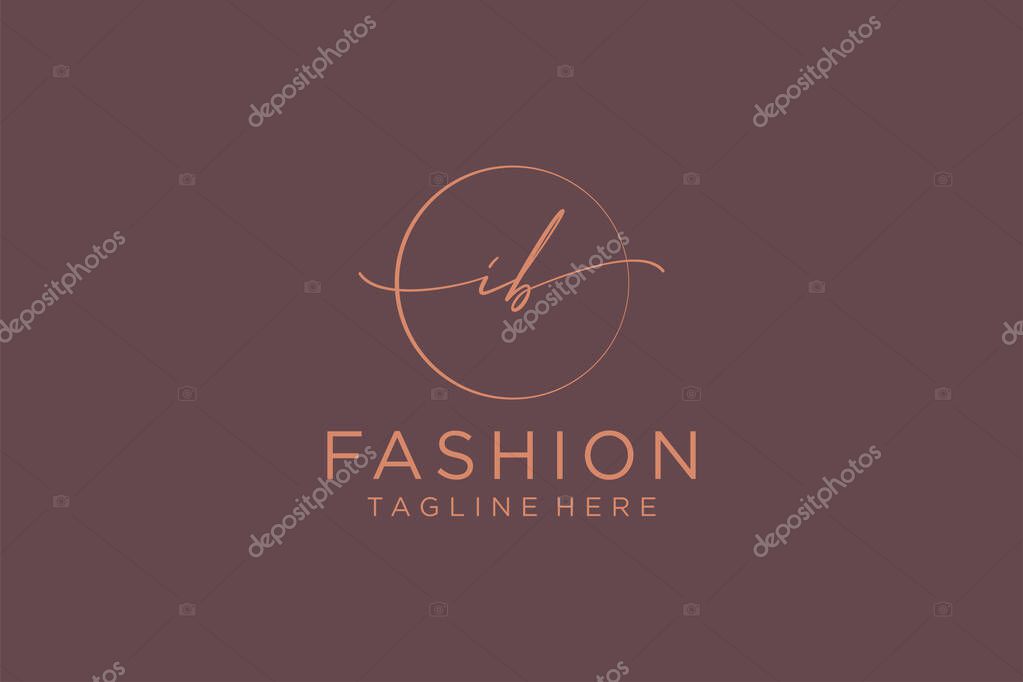 IB Feminine logo beauty monogram and elegant logo design, handwriting logo of initial signature, wedding, fashion, floral and botanical with creative template.