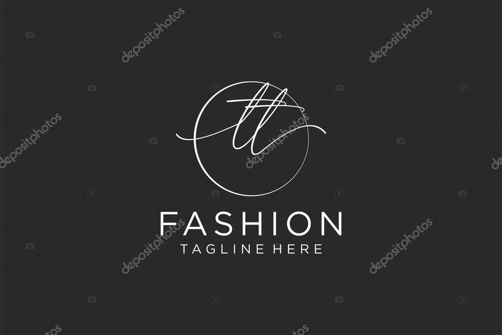 TT Feminine logo beauty monogram and elegant logo design, handwriting logo of initial signature, wedding, fashion, floral and botanical with creative template.
