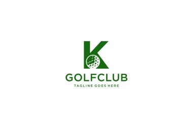 Golf logosu tasarım şablonu için K harfi, golf şampiyonası logosu, illüstrasyon, yaratıcı simge, tasarım.