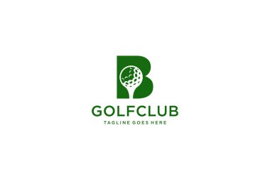 Golf logosu tasarım şablonu için B harfi, golf şampiyonası logosu, illüstrasyon, yaratıcı simge, tasarım.