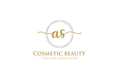 AS Feminen logo güzellik monogramı ve zarif logo tasarımı, ilk imzadan oluşan el yazısı logosu, düğün, moda, çiçek ve botanik yaratıcı şablona sahip..