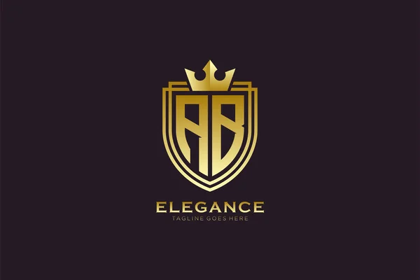 Elegant Luxury Monogram Logo Atau Template Lencana Dengan Gulungan Dan - Stok Vektor