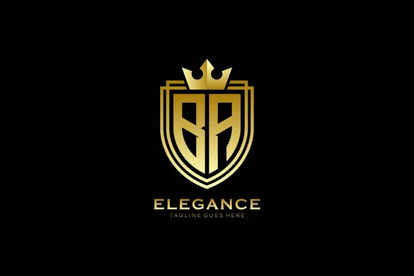 Elegantes Luxus Monogramm Logo Oder Badge Vorlage Mit Schriftrollen Und — Stockvektor