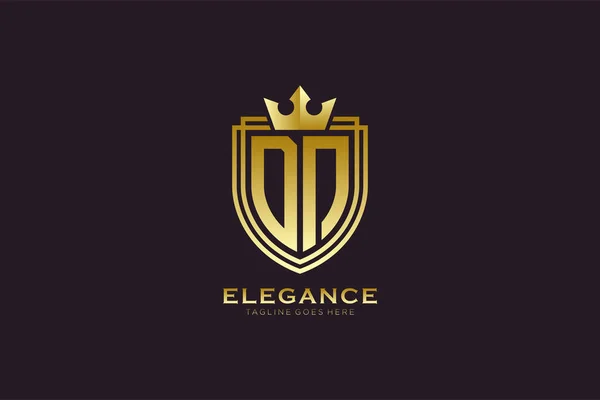 Elegant Luxury Monogram Logo Badge Template Scrolls Royal Crown Perfect — Stock Vector