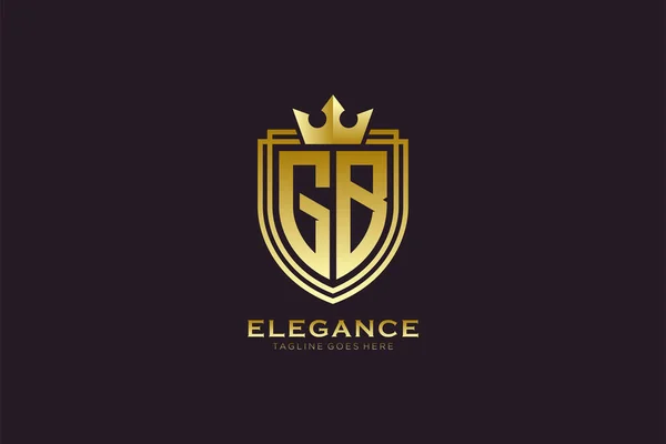 Elegan Mewah Monogram Logo Atau Templat Lencana Dengan Gulungan Dan - Stok Vektor