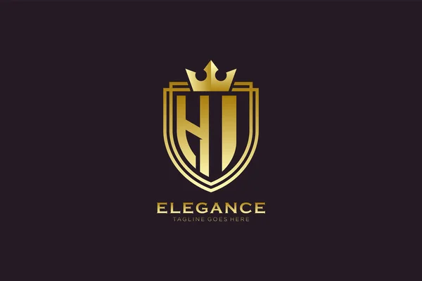 Logo Monogram Mewah Atau Templat Lencana Elegan Dengan Gulungan Dan - Stok Vektor