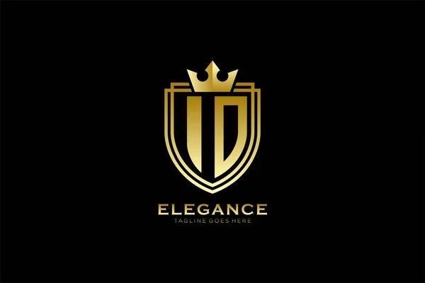 Elegan Mewah Monogram Logo Atau Templat Lencana Dengan Gulungan Dan - Stok Vektor