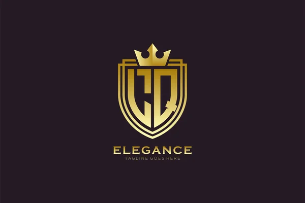 Elegan Mewah Monogram Logo Atau Templat Lencana Dengan Gulungan Dan - Stok Vektor