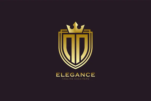 Elegant Luxury Monogram Logo Badge Template Scrolls Royal Crown Perfect — Stock Vector