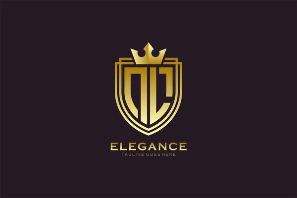 Elegan Mewah Monogram Logo Atau Templat Lencana Dengan Gulungan Dan - Stok Vektor