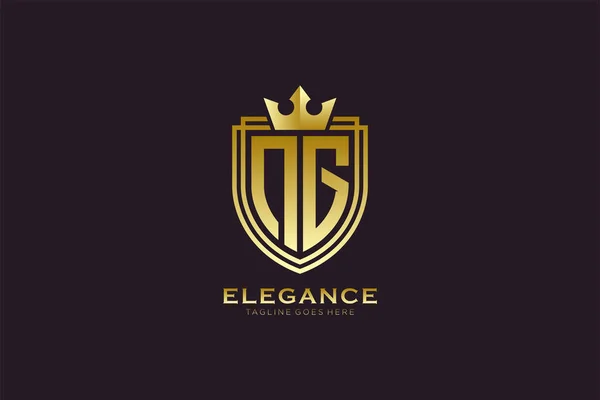 Elegant Luxury Monogram Logo Atau Template Lencana Dengan Gulungan Dan - Stok Vektor