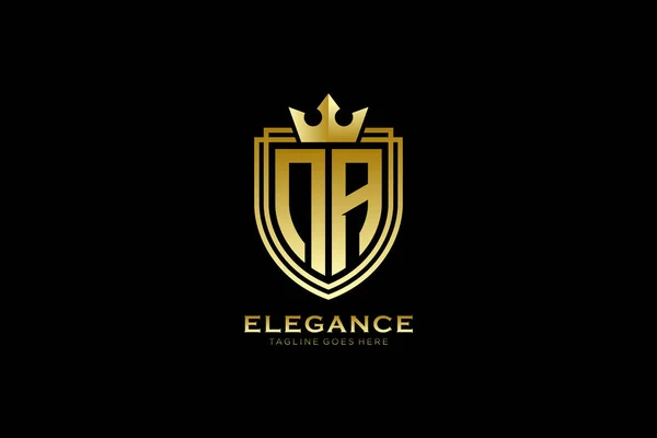 Elegant Luxury Monogram Logo Badge Template Scrolls Royal Crown Perfect — Stock Vector