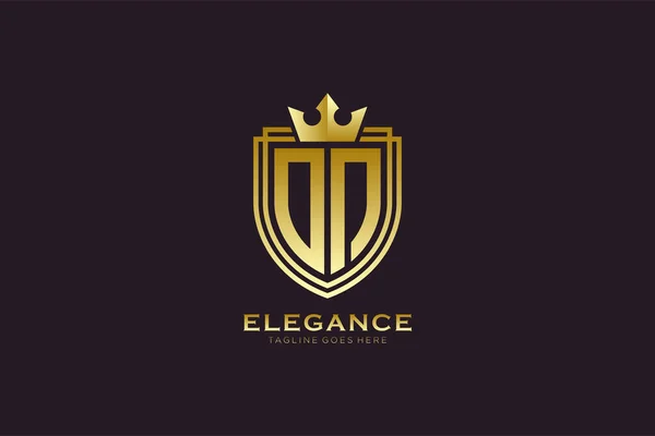 Elegan Mewah Monogram Logo Atau Templat Lencana Dengan Gulungan Dan - Stok Vektor