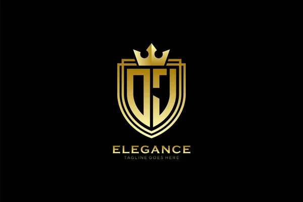 Elegant Luxury Monogram Логотип Або Значок Шаблон Сувоями Короною Ідеально — стоковий вектор
