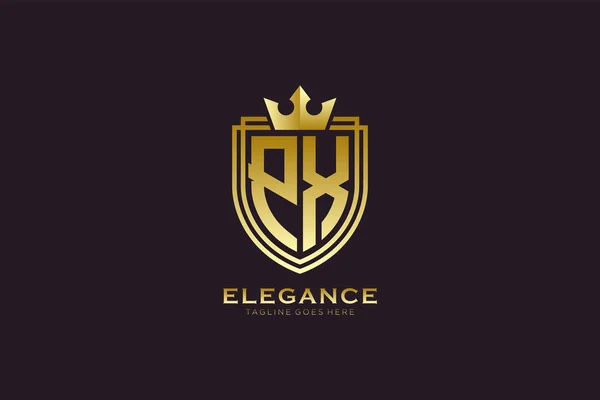 Elegantní Luxusní Monogram Logo Nebo Odznak Šablony Svitky Královskou Korunou — Stockový vektor