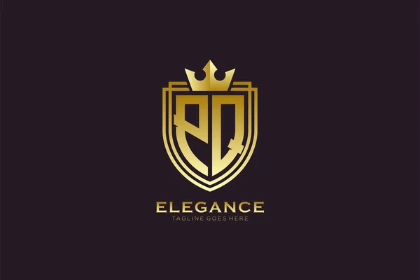 Elegant Luxury Monogram Логотип Або Значок Шаблон Сувоями Короною Ідеально — стоковий вектор