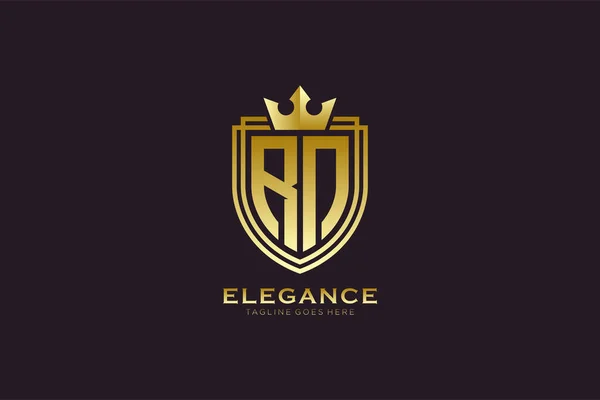 Elegan Mewah Monogram Logo Atau Templat Lencana Dengan Gulungan Dan - Stok Vektor