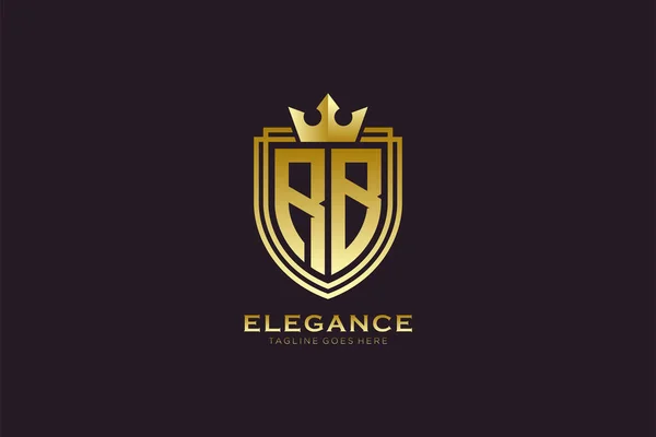 Elegan Mewah Monogram Logo Atau Templat Lencana Dengan Gulungan Dan - Stok Vektor