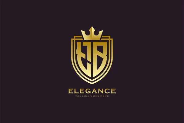 Elegan Mewah Monogram Logo Atau Templat Lencana Dengan Gulungan Dan - Stok Vektor