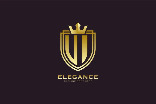 Elegant Luxury Monogram Логотип Або Значок Шаблон Сувоями Короною Ідеально — стоковий вектор