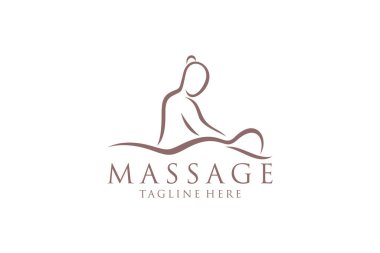 Vücut masajı logosu, Vücut Spa Merkezi simgesi, masaj salonu, spa, rahatlama, canlandırma, temel yağ, beyaz arkaplan, vektör