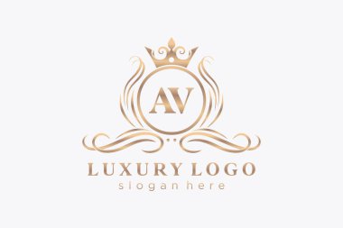 AV Letter Kraliyet Logosu Restoran, Kraliyet, Butik, Cafe, Otel, Heraldic, Mücevher, Moda ve diğer vektör ilüstrasyonları için vektör sanatı şablonu.