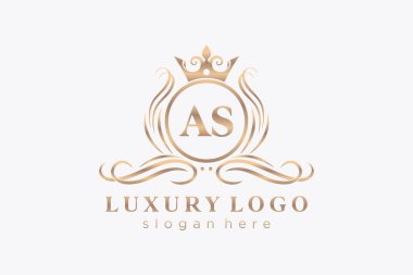AS Harfi Kraliyet Logosu Restoran, Kraliyet, Butik, Cafe, Otel, Heraldic, Mücevher, Moda ve diğer vektör çizimleri için vektör sanatı şablonu.