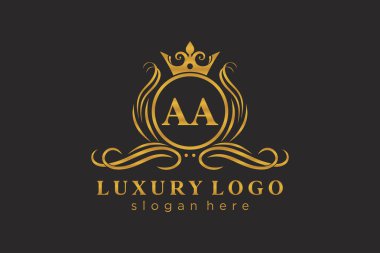 Restoran, Kraliyet, Butik, Cafe, Otel, Heraldic, Mücevher, Moda ve diğer vektör illüstrasyonları için AA Kraliyet Logosu vektör sanatı şablonu.