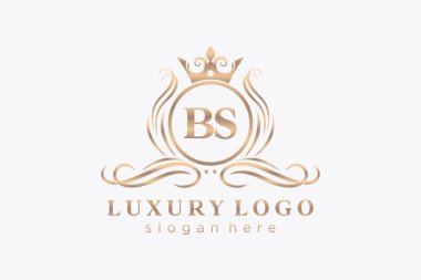 BS Letter Kraliyet Logosu Restoran, Kraliyet, Butik, Cafe, Otel, Heraldic, Mücevher, Moda ve diğer vektör çizimleri için vektör sanatı şablonu.
