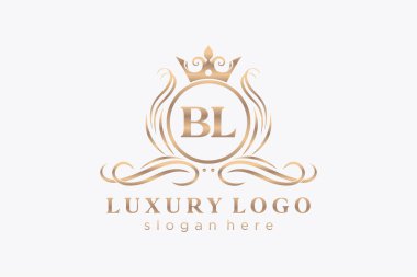BL Letter Kraliyet Logosu Restoran, Kraliyet, Butik, Cafe, Otel, Heraldic, Mücevher, Moda ve diğer vektör ilüstrasyonları için vektör sanatı şablonu.