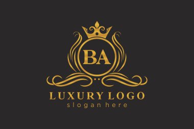 BA Harfi Kraliyet Logosu Restoran, Kraliyet, Butik, Cafe, Otel, Heraldic, Mücevher, Moda ve diğer vektör çizimleri için vektör sanatı şablonu.