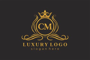CM Kraliyet Logosu Restoran, Kraliyet, Butik, Cafe, Otel, Heraldic, Mücevher, Moda ve diğer vektör ilüstrasyonları için vektör sanatı şablonu.